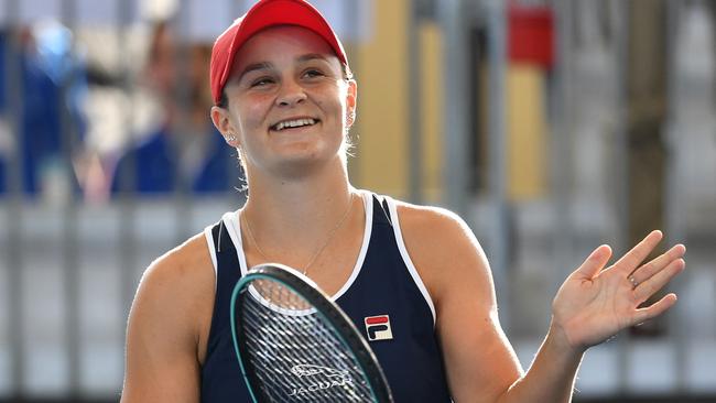Ash Barty during the women’s singles final on day seven of the Adelaide International tennis tournament. Picture: David Mariuz/AAP