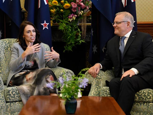 New Zealand Prime Minister Jacinda Ardern has pleaded with Scott Morrison not to “deport your people and your problems” in an escalation of her attack on Australia’s tough rules for foreign criminals. Picture: AAP