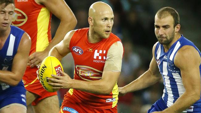 Gary Ablett in action during the weekend’s clash with North Melbourne. Picture: George Salpigtidis.
