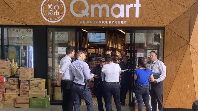 Investigations at Qmart in Southport after an incident on Lawson St, Southport. Picture: Lea Emery