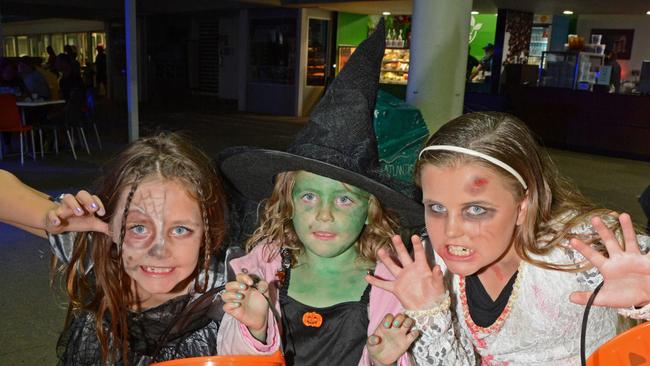 Mackenzie, Marley and Mia Dasilveira at Spooky Nights at Sea World, Main Beach. Picture: Regina King