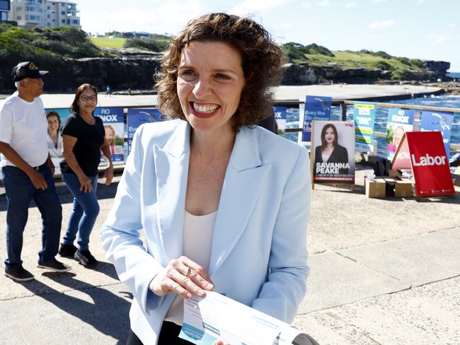 No sausage, but Allegra Spender was still all smiles on election day. Picture: Jonathan Ng