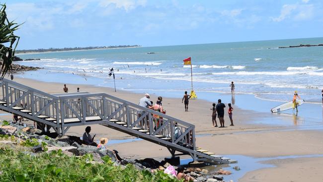 The Yeppoon main beach was busy today, as the weather conditions improve.