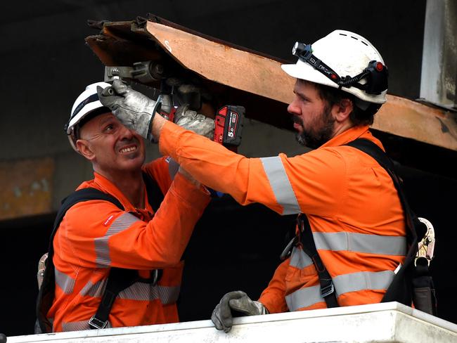 It may take until midday to fix the powerlines. Picture: Nicole Garmston