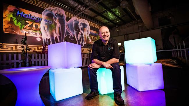 Axiom Holographics CEO Bruce Dell inside his Hologram Zoo at Cannon Hill. Picture: Nigel Hallett