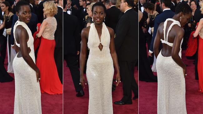 Stolen! Lupita Nyong'o poses on the red carpet at the 87th Oscars on February 22.