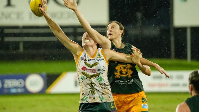 Nothing could separate PINT and St Mary's in Round 15 of the NTFL women's premier league. Picture: Tymunna Clements / AFLNT Media