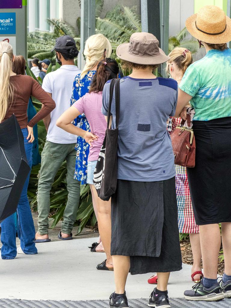 Queues for Covid testing in Queensland are hours long. Picture: Richard Walker