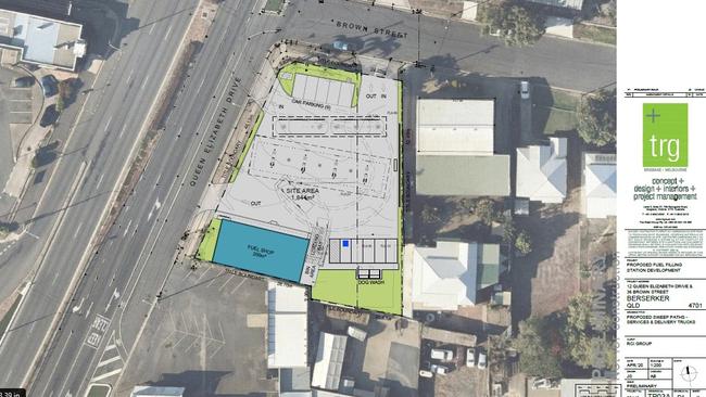 Approved site plan of the service station.