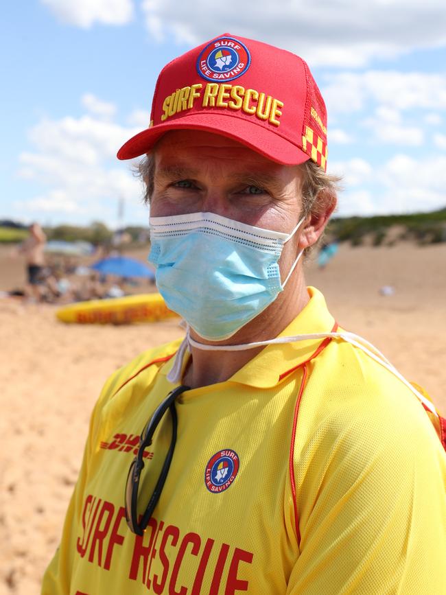 NSW Planning Minister Rob Stokes on patrol at Mona Vale beach on Monday. Picture: John Grainger