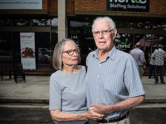 Pat and Vince Castle outside the Castle Centre – Caringa's building in Grafton.