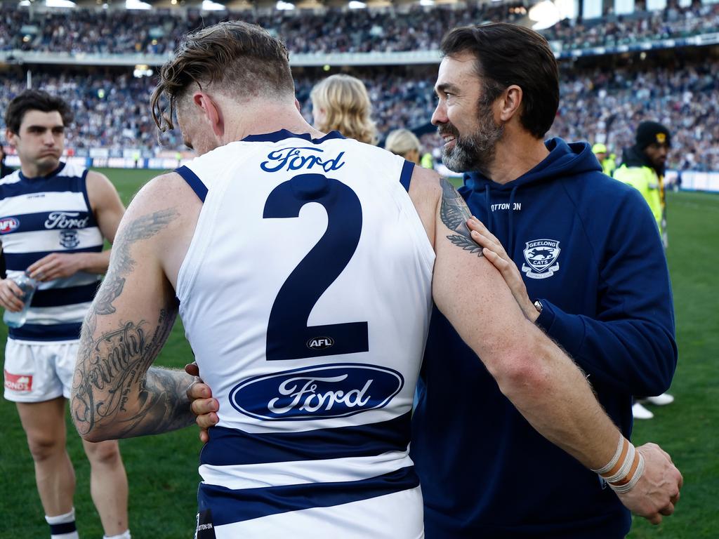 Scott has left Zach Tuohy out of Geelong’s preliminary final side. Picture: Michael Willson/AFL Photos via Getty Images