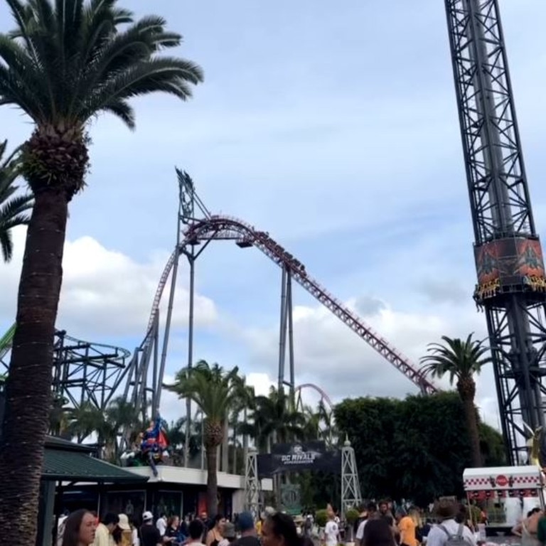 People trapped midair on Movie World’s DC Rivals HyperCoaster | The ...