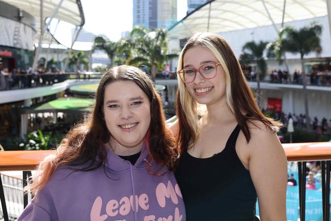 Liz Elvidge and Maddie Brack at Pacific Fair Beauty Weekend with Anna Paul. Picture, Portia Large.