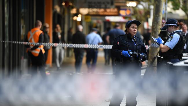 Crime scene established after the stabbing on a 19-year-old in Potts Point.