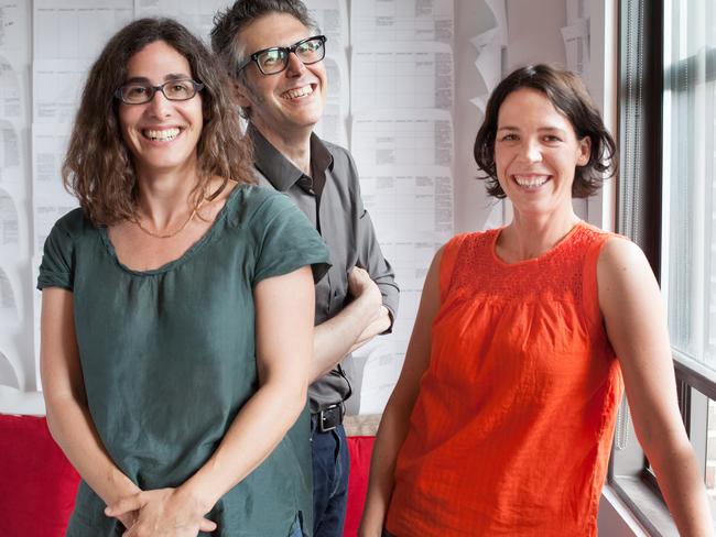 Sarah Koenig, Ira Glass and Julie Snyder. The team behind the podcast, Serial. Picture: Meredith Heuer