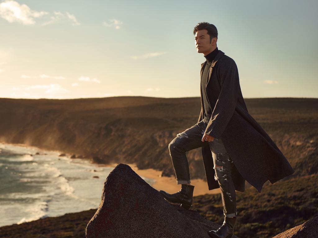 Huang Xiaoming on the cliffs of Kangaroo Island. Picture: South Australian Tourism Commission