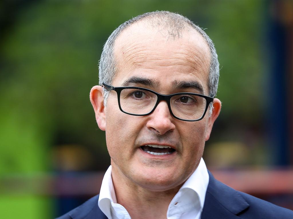 Deputy premier James Merlino says rapid antigen testing kits will this week be administered to 20 schools currently battling coronavirus infections. Picture: NCA NewsWire / Ian Currie