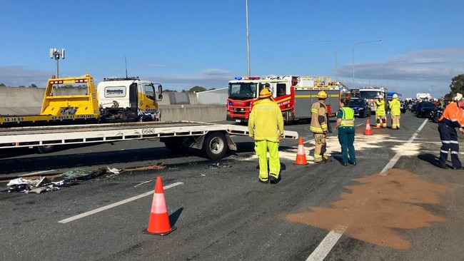 The scene of the crash as clean-up gets under way. Picture: Queensland Ambulance Service