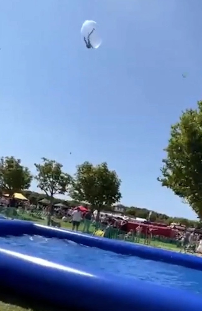 The boy was travelling 20ft in the air before crashing down. Picture: Twitter