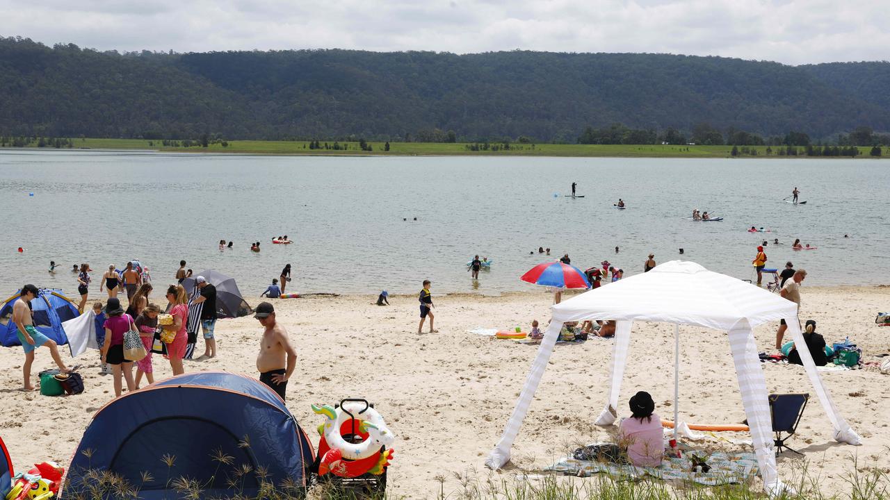 Popular Penrith Beach has been temporarily closed due to rainwater pollution just one month after its opening. Picture: Jonathan Ng