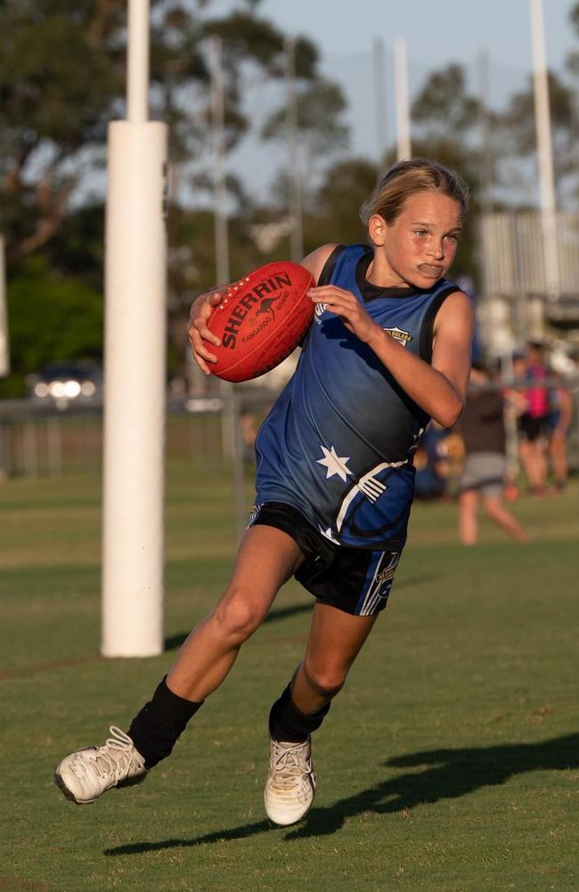 Action from the AFLQ 2024 Schools Cup state finals. Picture: AFLW