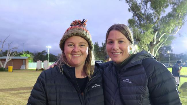 Tash Brown and Beanna Podolinsky at Anzac Oval in Alice Springs. Picture: Gera Kazakov