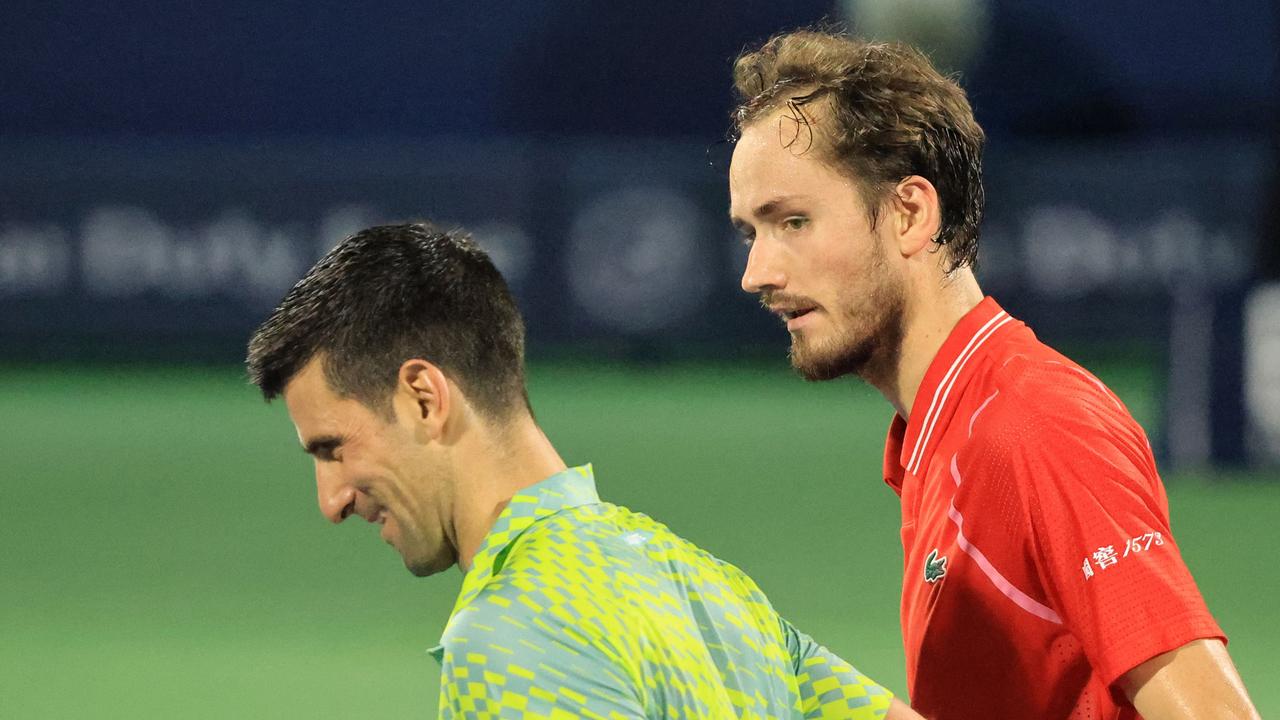 Serbia's Novak Djokovic congratulates Russia's Daniil Medvedev. Picture: Karim Sahib