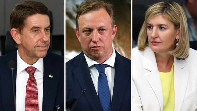 Queensland Labor leadership contenders Cameron Dick, Steven Miles and Shannon Fentiman. Picture: David Clark