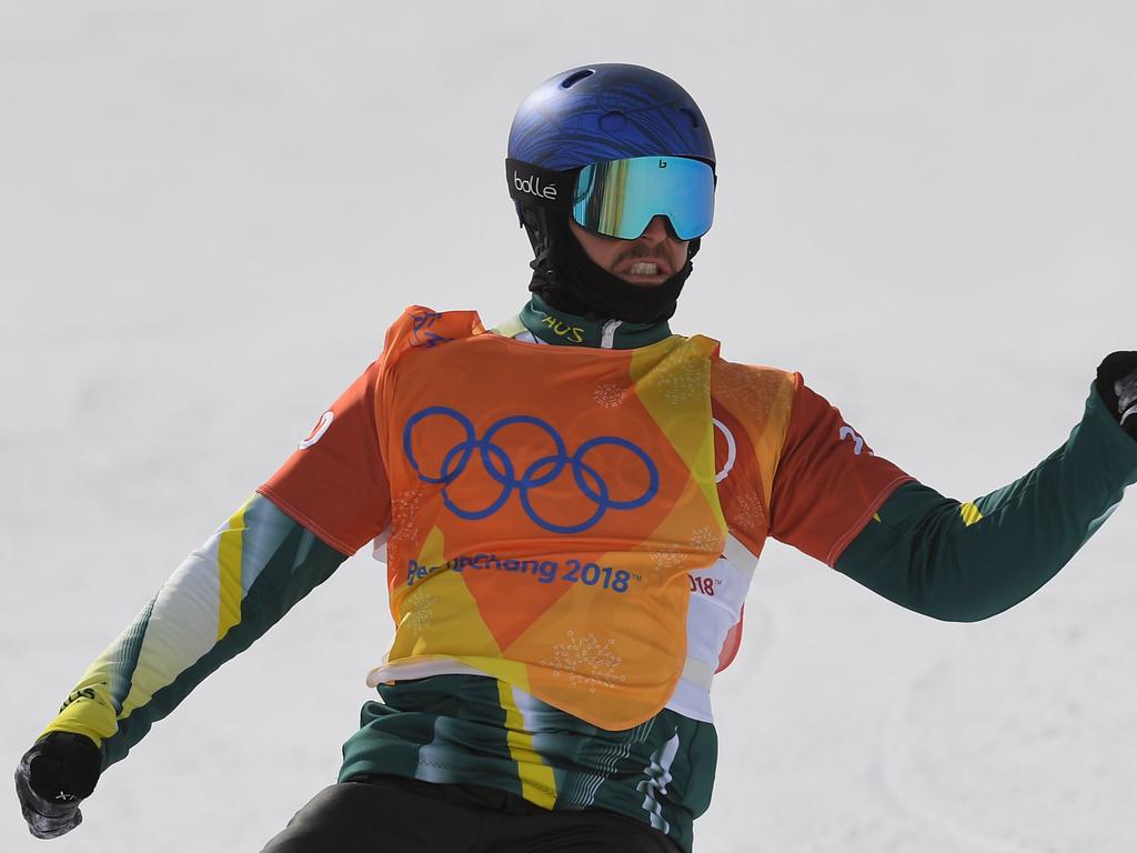 Pullin after winning a men's snowboard cross semi-final during the PyeongChang 2018 Winter Olympic Games. Picture: Loic Venance