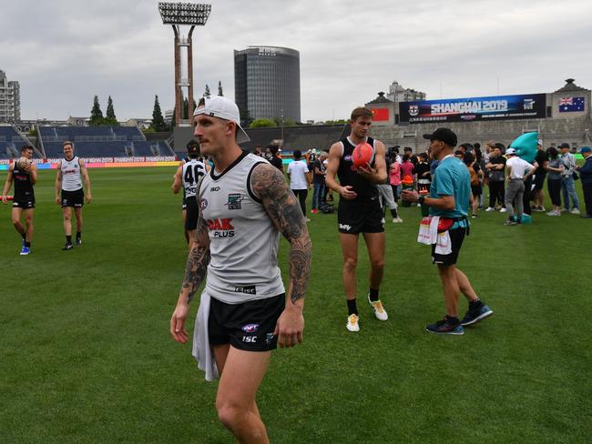 Hamish Hartlett of the Power is seen during a training session at Jiangwan Stadium in Shanghai, China on Thursday. Picture: AAP Image/David Mariuz