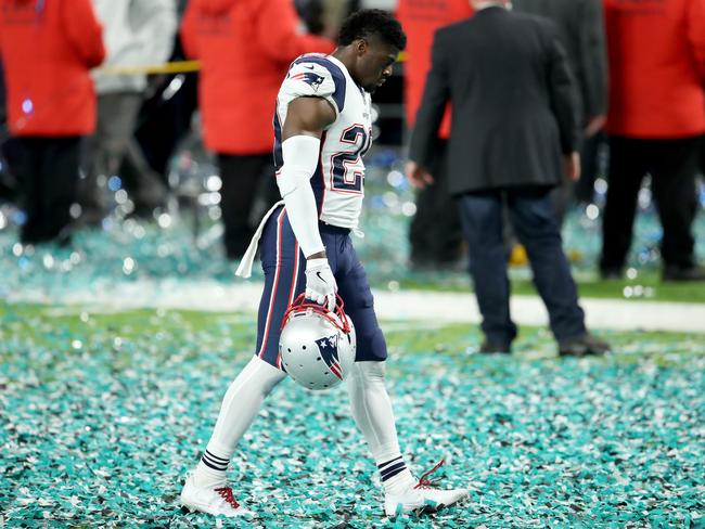 Johnson Bademosi #29 of the New England Patriots reacts after losing to the Philadelphia Eagles 41-33 in Super Bowl LII at U.S. Bank Stadium on February 4, 2018 in Minneapolis, Minnesota. Picture: Getty Images