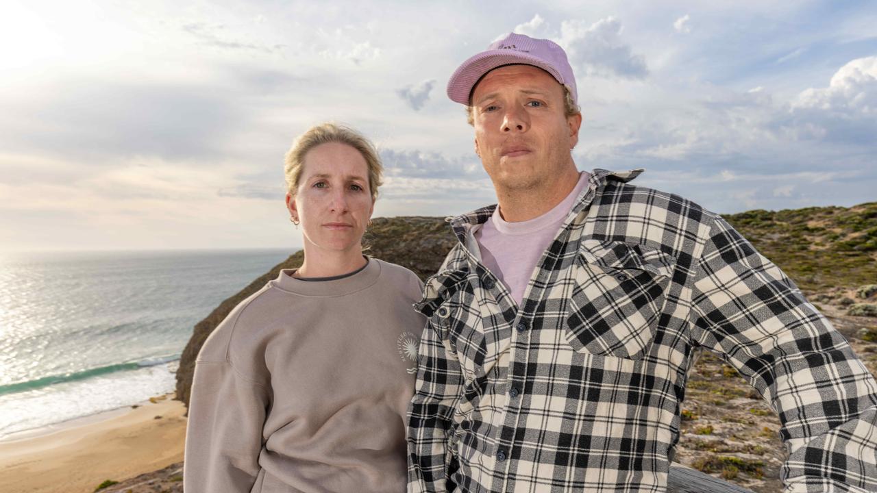 Witnesses Douglas Harden and Stephanie Salder at Ethel Beach SA. Picture: NCA NewsWire / Ben Clark