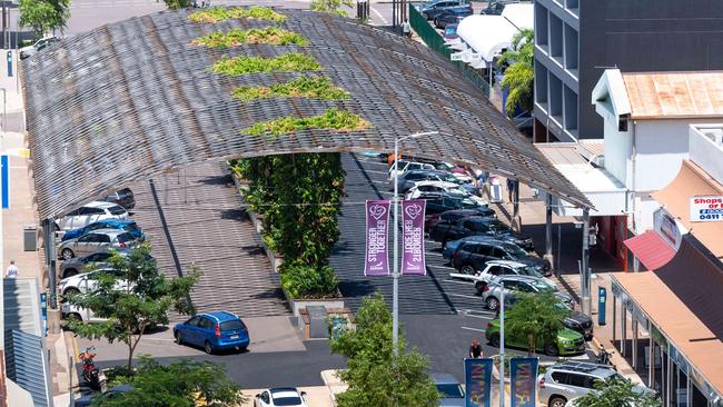 The Cavenagh St shade structure last month. Picture: Che Chorley