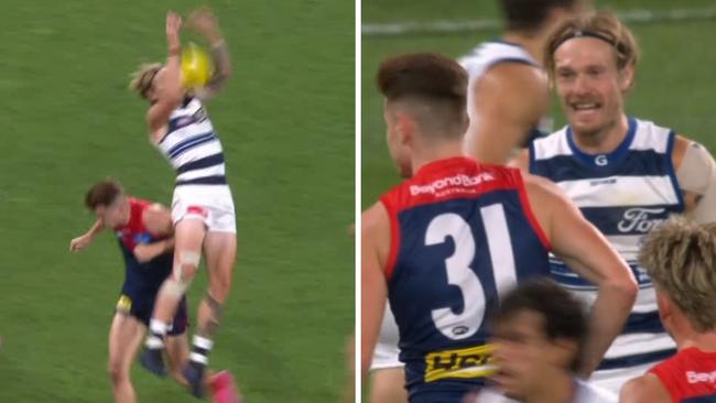 Bayley Fritsch gave away a free kick for this against Tom Stewart.