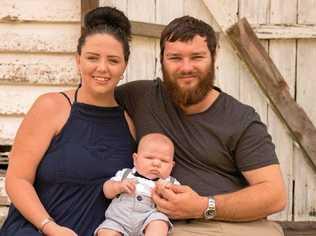 Amy Page, Clifford Rose and ten-month-old Hudson who was born at the Gladstone Hospital. Picture: Poppy + Rose Photography