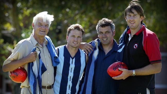 Immanuel old scholars Don Lindner, Troy Clements, Mark Williams and Shaun Rehn, pictured in 2005. Picture: Cameron Richardson.