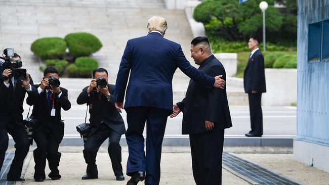 Then-president Trump with North Korea's leader Kim Jong Un on June 30, 2019.