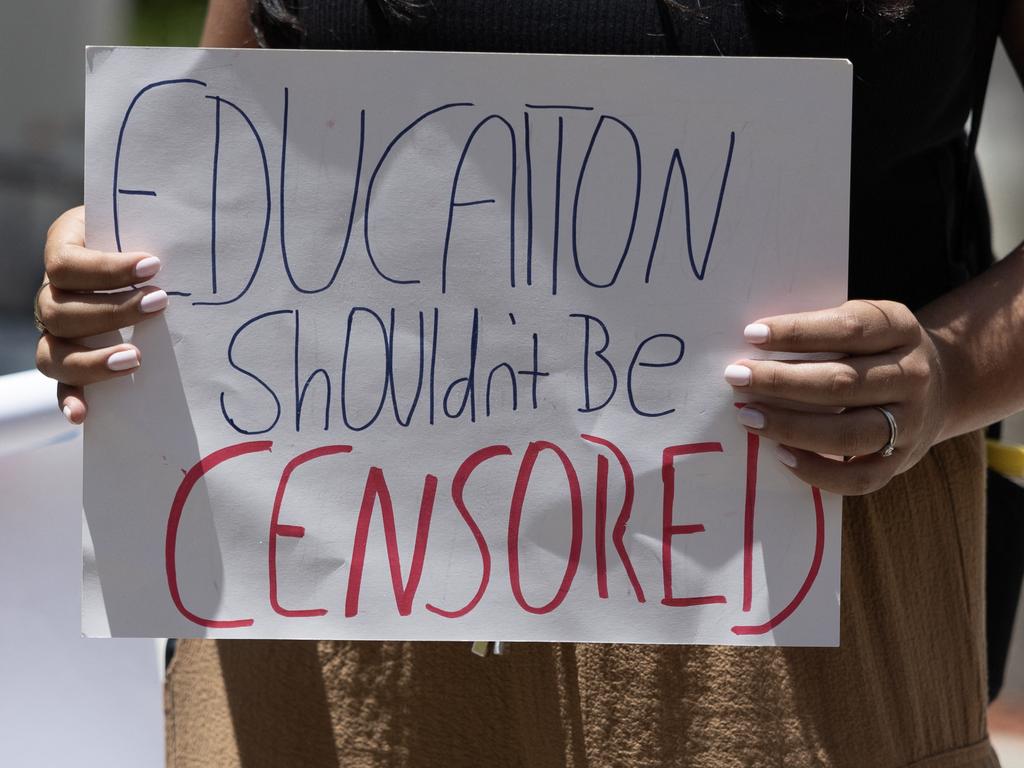 Students in Miami protest during a statewide walkout on April 21, 2023 in protest of what they say is an assault on educational freedom by Ron DeSantis and the Republican-controlled legislature. (Photo by JOE RAEDLE / GETTY IMAGES NORTH AMERICA / Getty Images via AFP)