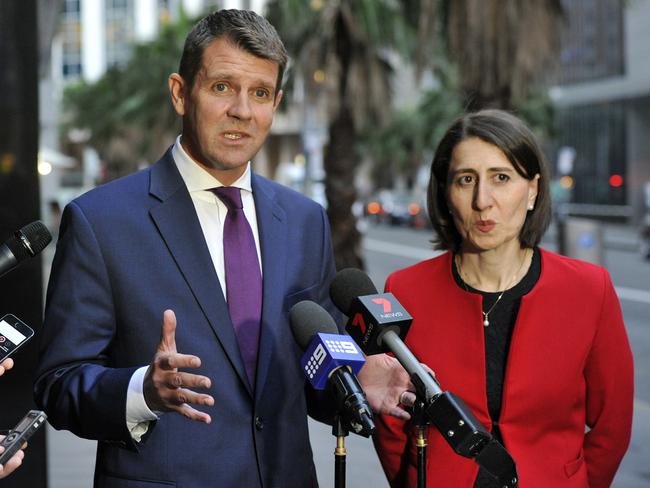 Retiring NSW Premier Mike Baird and likely successor Gladys Berejiklian. Picture: AAP