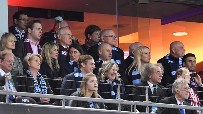 Prime Minister Scott Morrison and NSW Premier Gladys Berejiklian among the crowd at Sydney’s ANZ Stadium. Picture: AAP