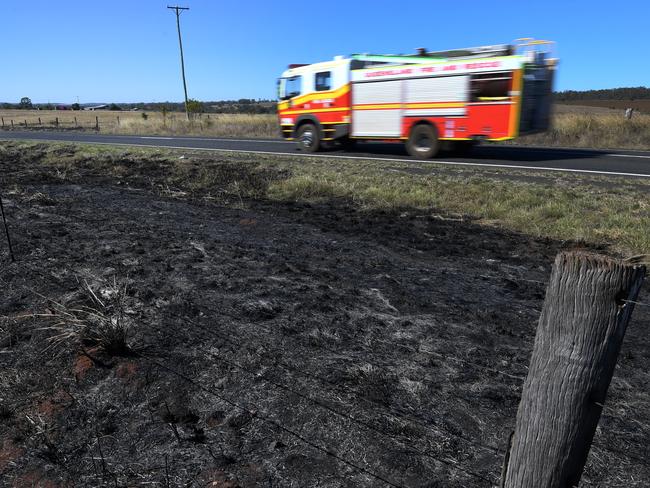 The scene of a road accident between a car and a truck is seen near Kumbia, Queensland, Tuesday, May 28, 2019. A 35 year-old woman from Hervey Bay and her four children died in the crash. (AAP Image/Dan Peled) NO ARCHIVING