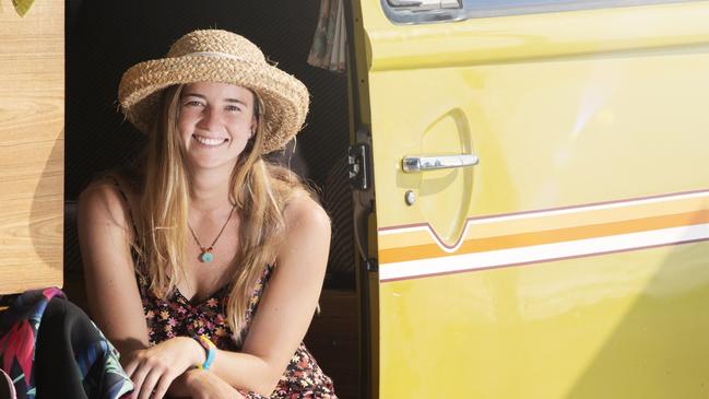 Former world longboard champion Rachael Tilly enjoying the Gold Coast vibe.