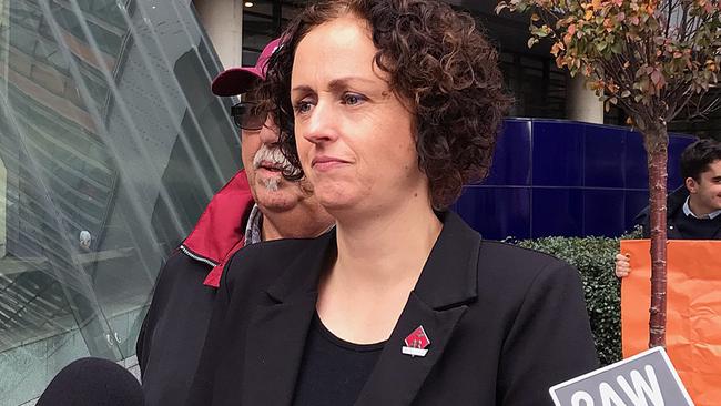 United Voice Victoria branch secretary Jess Walsh has warned experienced screening officers could be forced out. Picture: AAP Image/Caroline Schelle