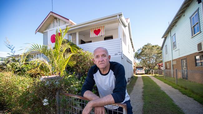 Robert Farlow’s South Lismore home was submerged, but he still wants to stay. Picture: Danielle Smith