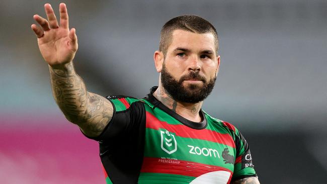 SYDNEY, AUSTRALIA - APRIL 08: Adam Reynolds of the Rabbitohs thanks the fans during the round five NRL match between the South Sydney Rabbitohs and Brisbane Broncos at Stadium Australia on April 08, 2021 in Sydney, Australia. (Photo by Speed Media/Icon Sportswire via Getty Images)