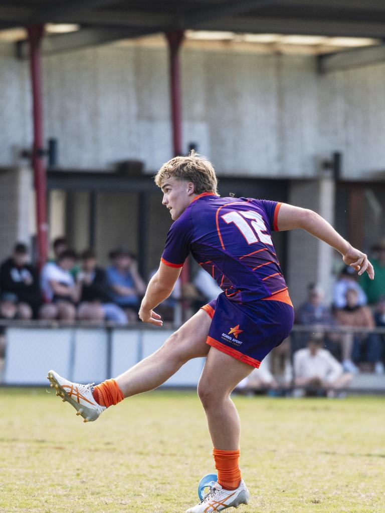 Zac Nichol converts for Sunshine Coast against Met East in the QRFSU 17-18 years boys state championship grand final at Highfields Sport Park. Pictures: Kevin Farmer