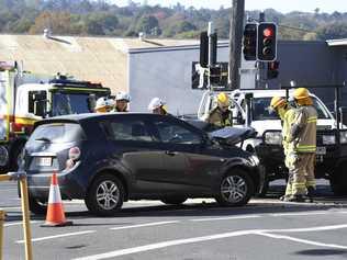 Paramedics have responded to a crash on the corner of Mort St and Bridge St. . Picture: Nev Madsen