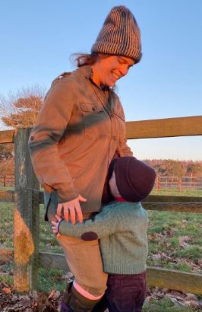 Princess Eugenie announced she was expecting her second child with husband Jack Brooksbank by posting this adorable photo with son August. Picture: Instagram