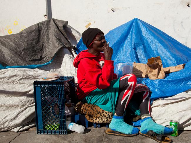 Dorris in Skid Row, an area of downtown Los Angeles.